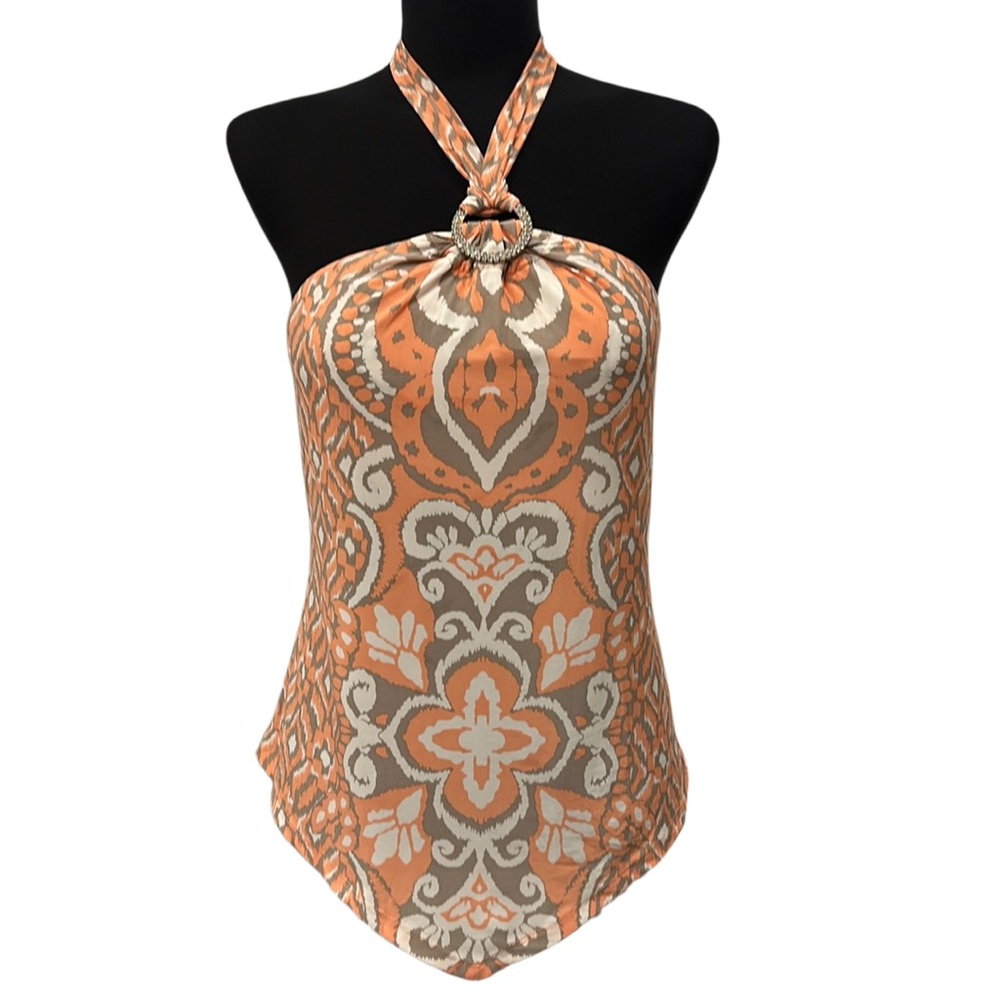 INC International Concepts Asymmetrical Halter Tie Neck with Rhinestone Accent